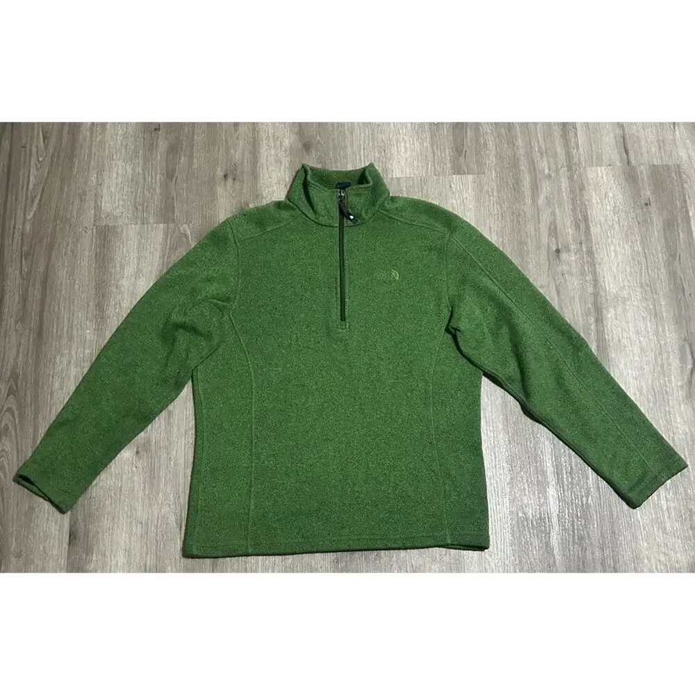 The North Face Gordon Lyons Mens M Green Quarter Zip Sweater Knit Fleece Pullove
